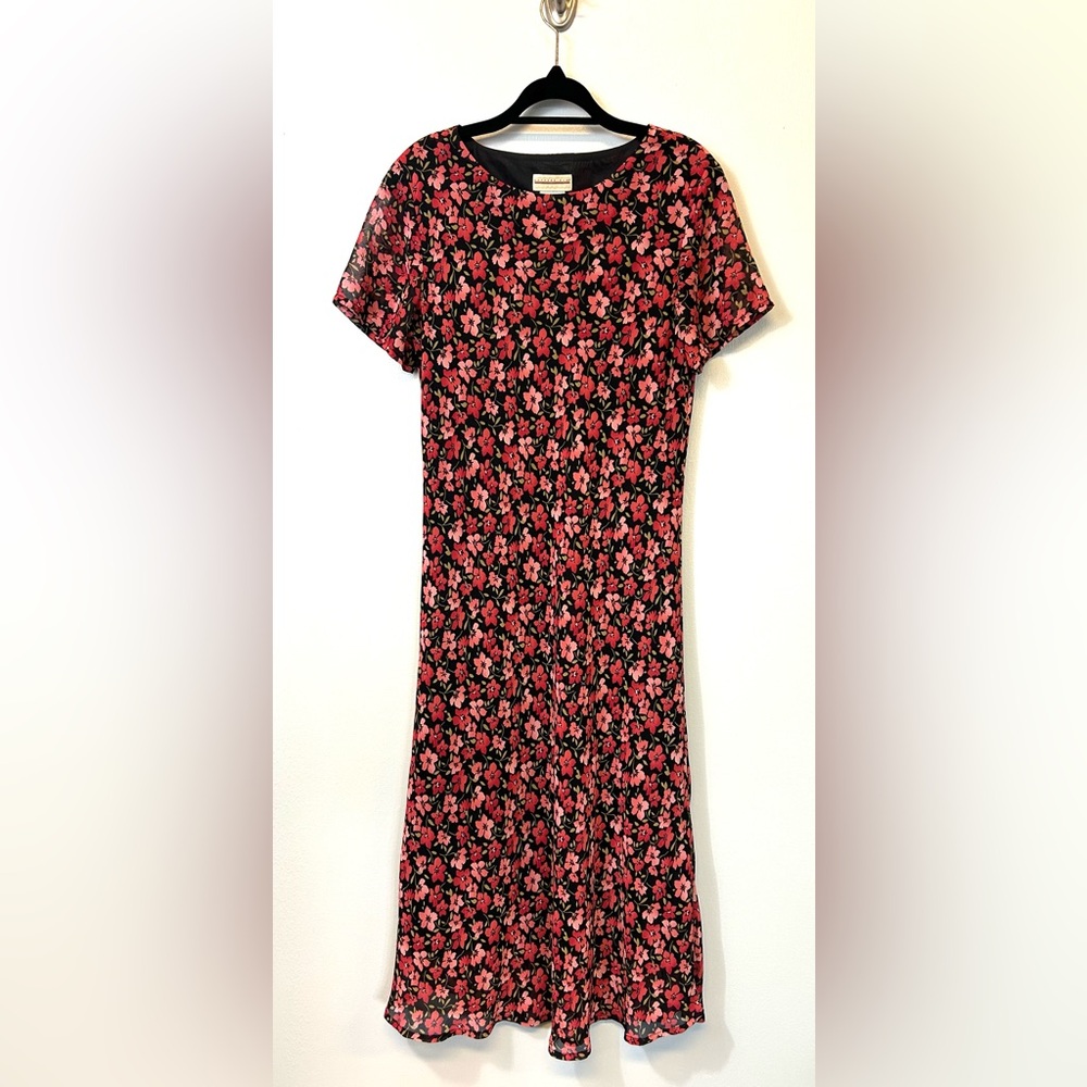 Vintage Expressions Midi‎ Dress Size 12 Pink All Over Floral Fairy Cottagecore